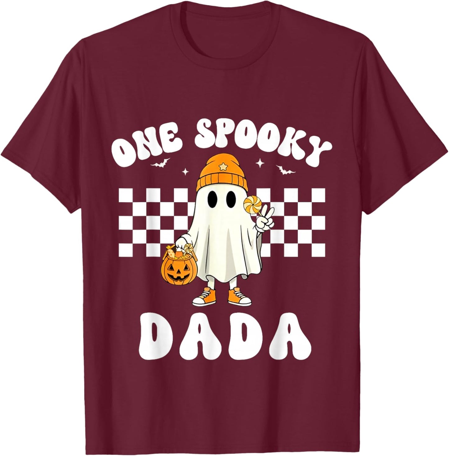 Funny One Spooky Dada of The 1st Birthday Boy Matching T-Shirt - T-Shirt | Maroon