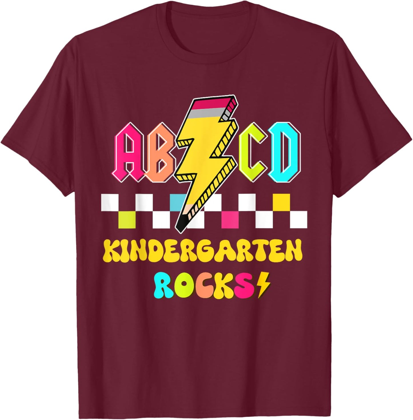 Kindergarten ABCD Rocks Teacher Student Back to School Men Women Kids T-Shirt - T-Shirt | Maroon