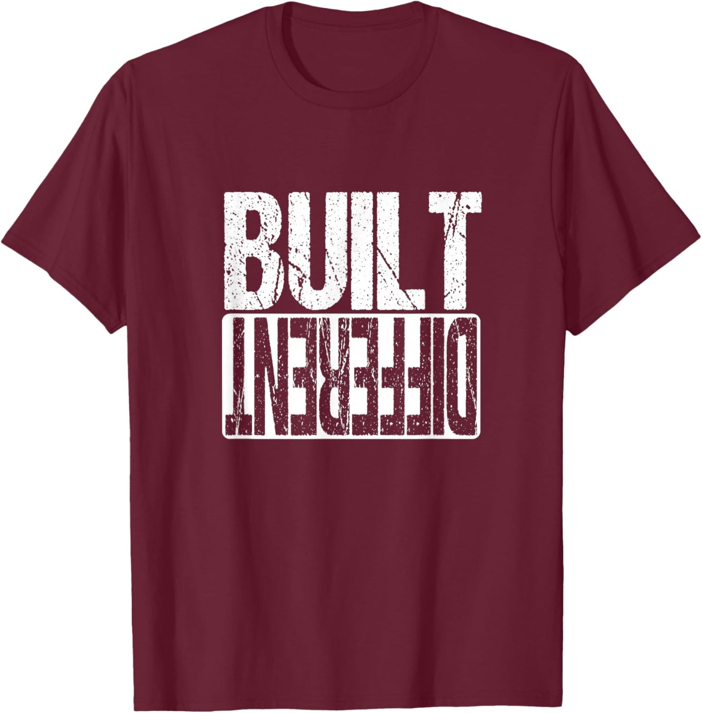 Motivational Hustle Built Different Grind Execution T-Shirt - T-Shirt | Maroon