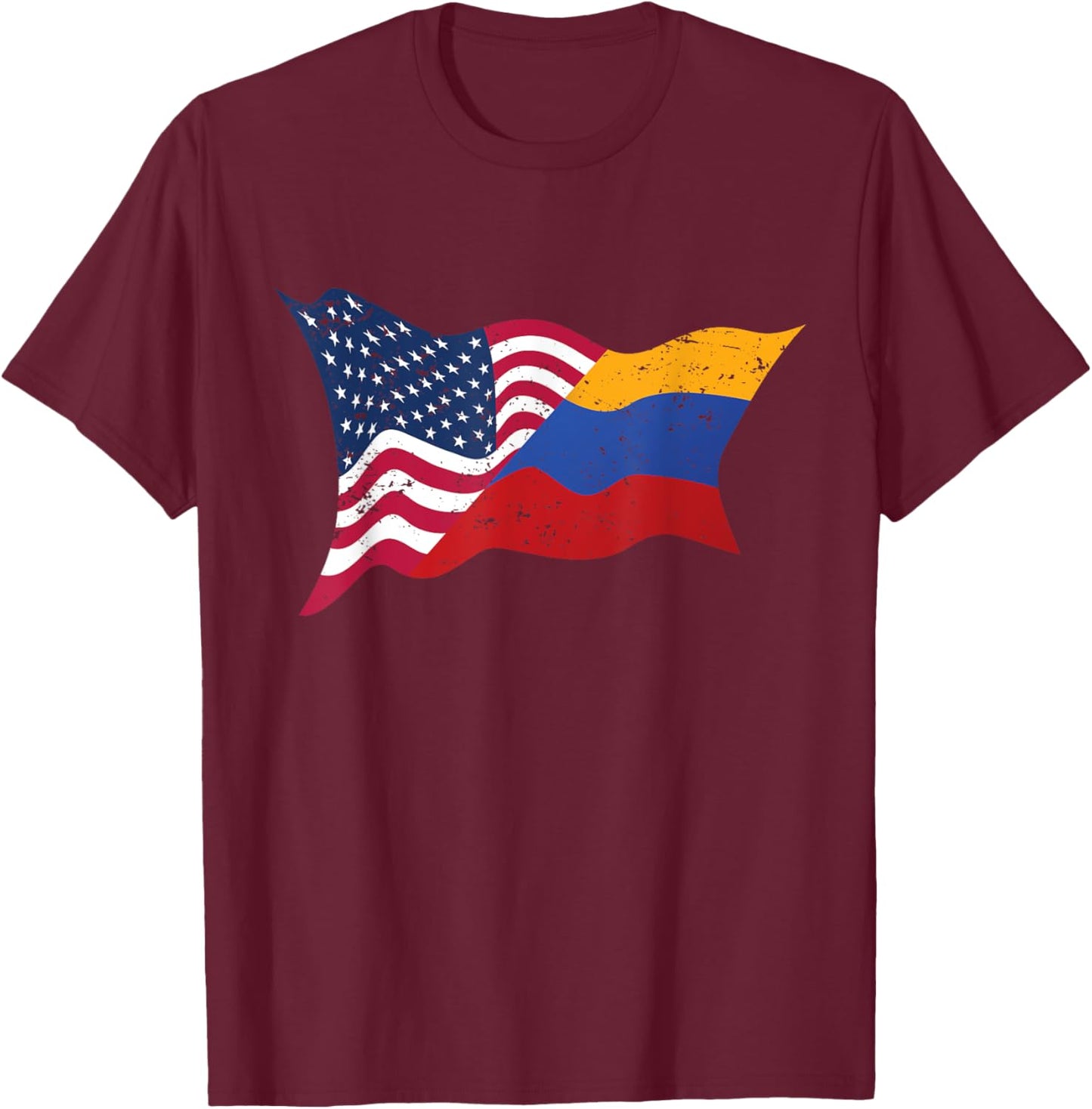 Colombia Dual Citizen American USA Flag Colombian Gift T-Shirt - T-Shirt | Maroon