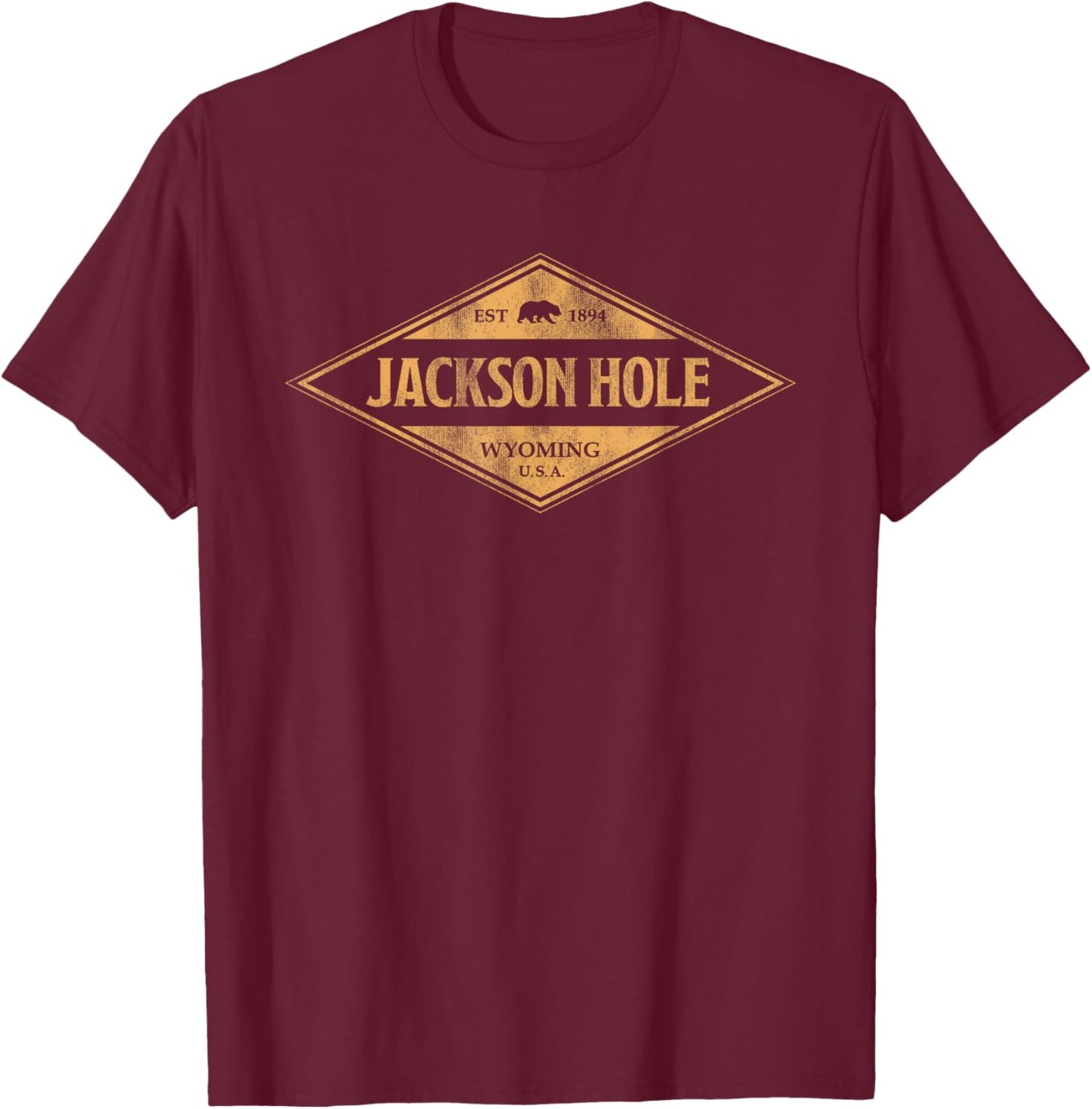 Retro Jackson Hole Wyoming Grand Teton Vintage Souvenir T-Shirt - T-Shirt | Maroon