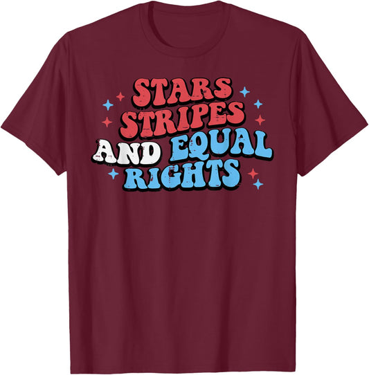 4th of July Stars Stripes Equal Rights Retro Men Women Kids T-Shirt - T-Shirt | Maroon