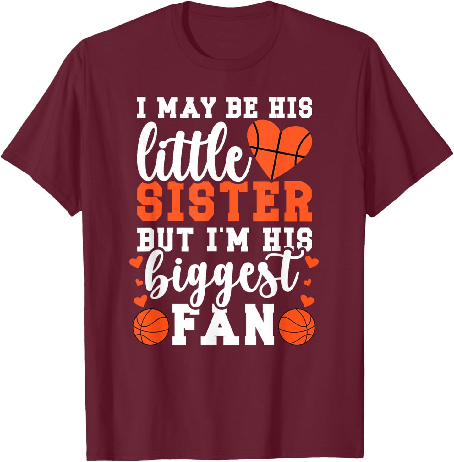Little Sister Basketball Sister Of A Basketball Player T-Shirt - T-Shirt | Maroon