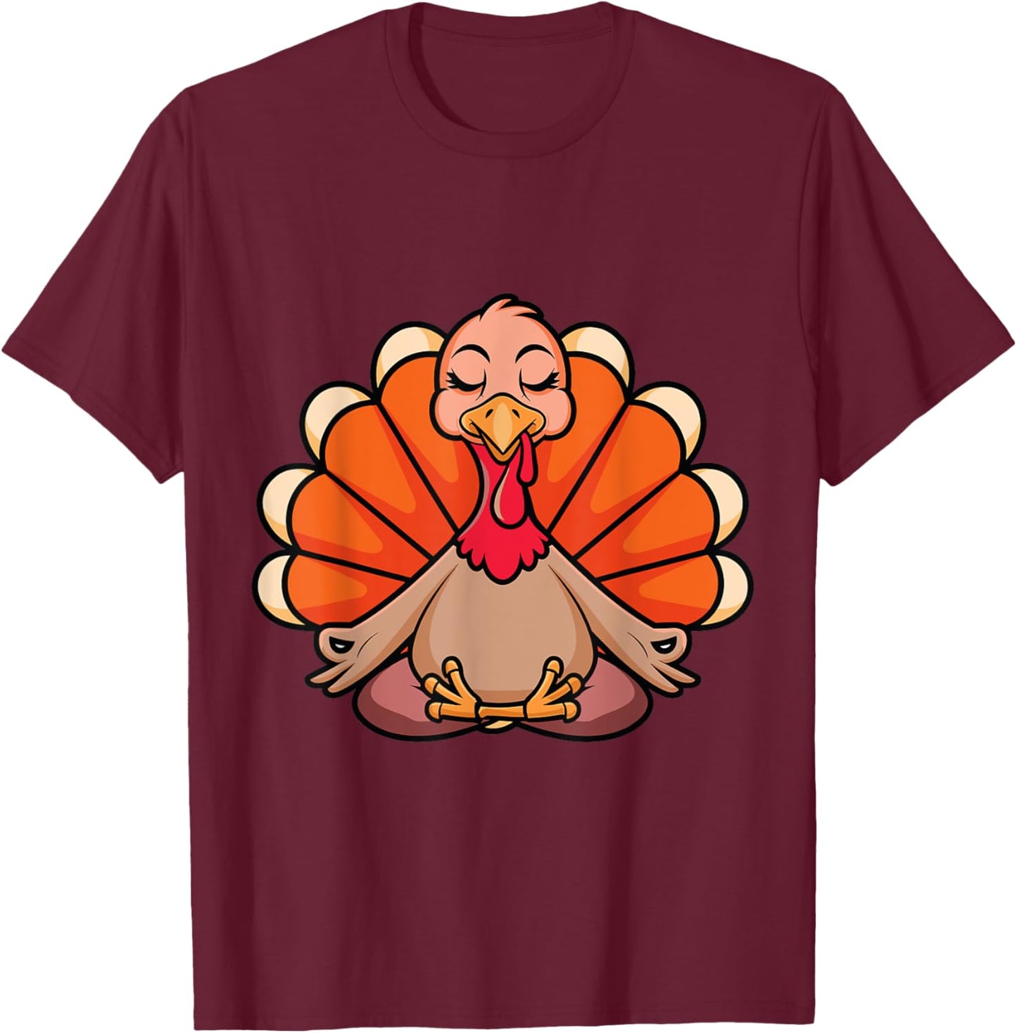Turkey Yoga Thanksgiving Day Meditating Namaste Fall Women T-Shirt - T-Shirt | Maroon