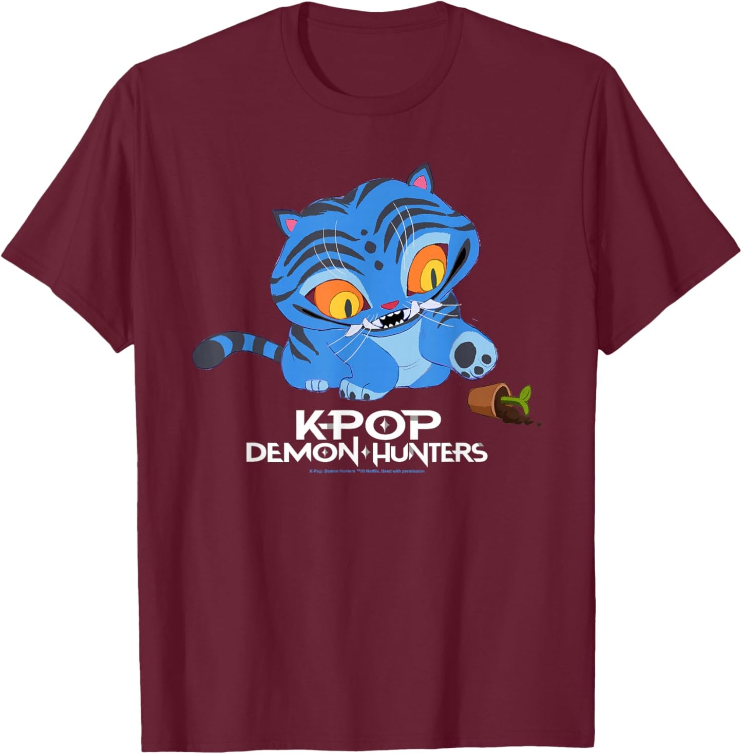 Kpop Demon Hunters Cute Derpy Officially Licensed T-Shirt - T-Shirt | Maroon