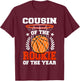 Cousin Of Rookie 1st Basketball Birthday Theme Matching T-Shirt - T-Shirt | Maroon