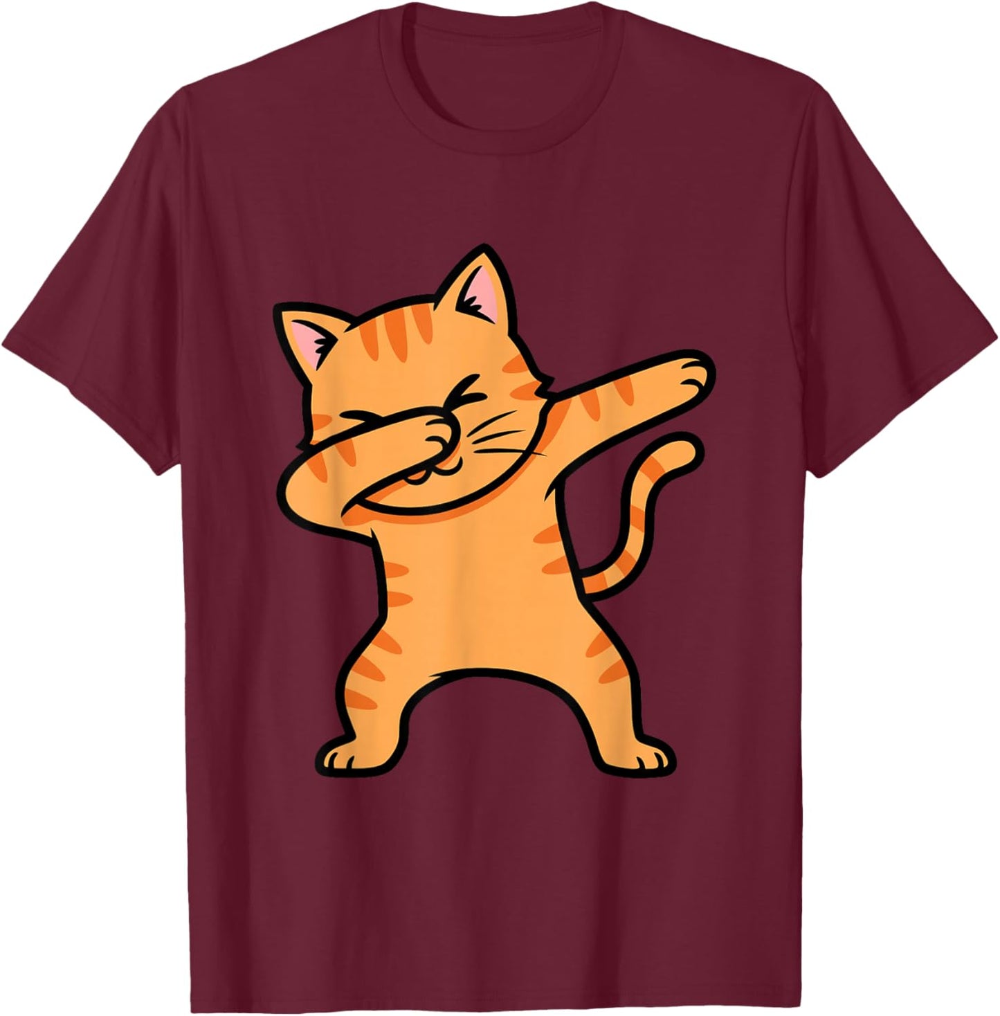 Orange Tabby Cat Dabbing T-Shirt - T-Shirt | Maroon