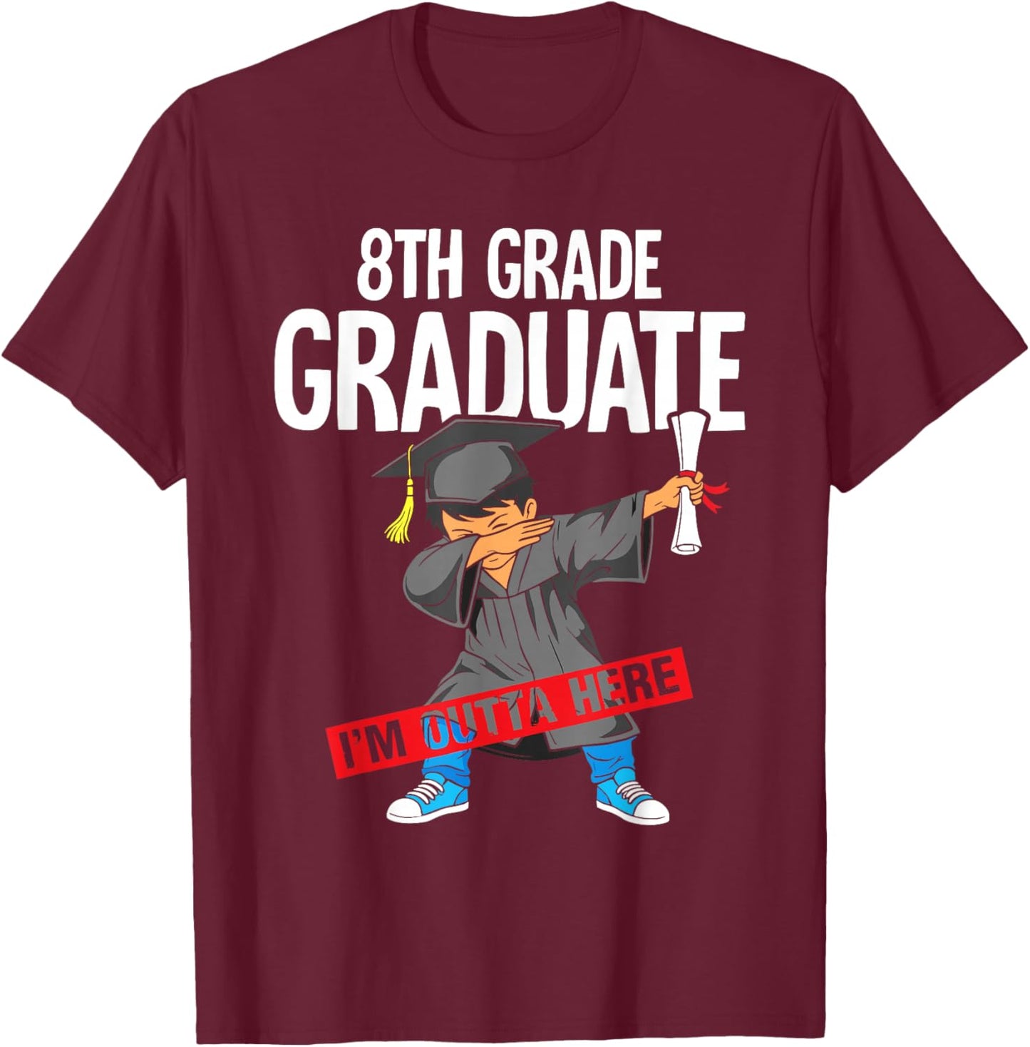 8th Grade Graduate Class of 2026 Dab boy Graduation T-Shirt - T-Shirt | Maroon