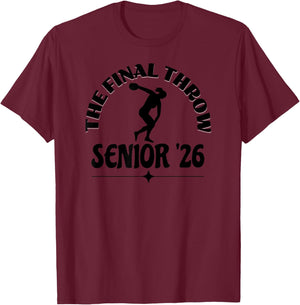 Track Senior 2026 The Final Throw Girls Discus T-Shirt - T-Shirt | Maroon