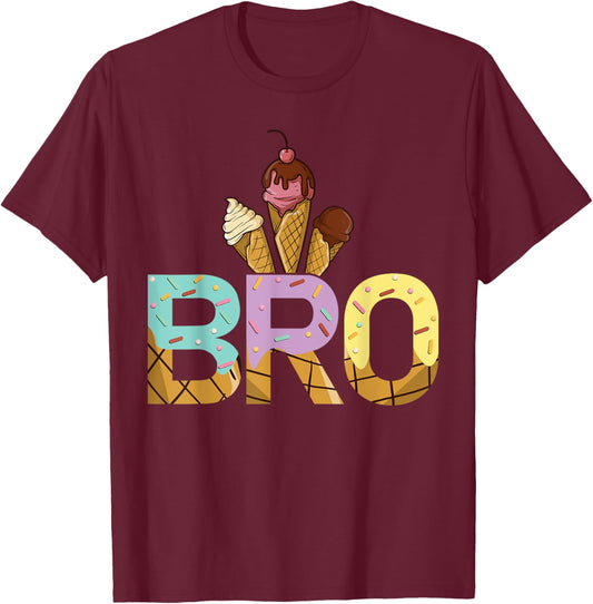Brother Of The Sweet One Ice Cream 1st First Birthday Family T-Shirt - T-Shirt | Maroon