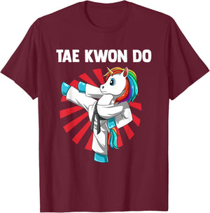 Taekwondo Unicorn T-Shirt - T-Shirt | Maroon