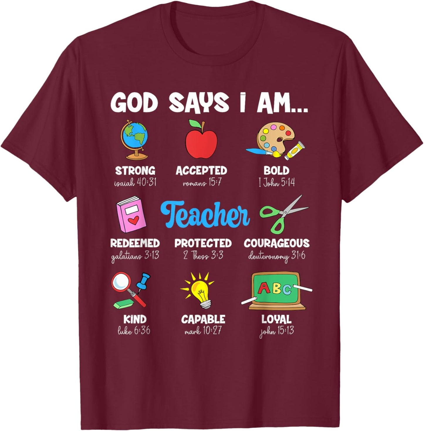 Funny God Says Im Teacher Christian Back To School Religious Men Women T-Shirt - T-Shirt | Maroon