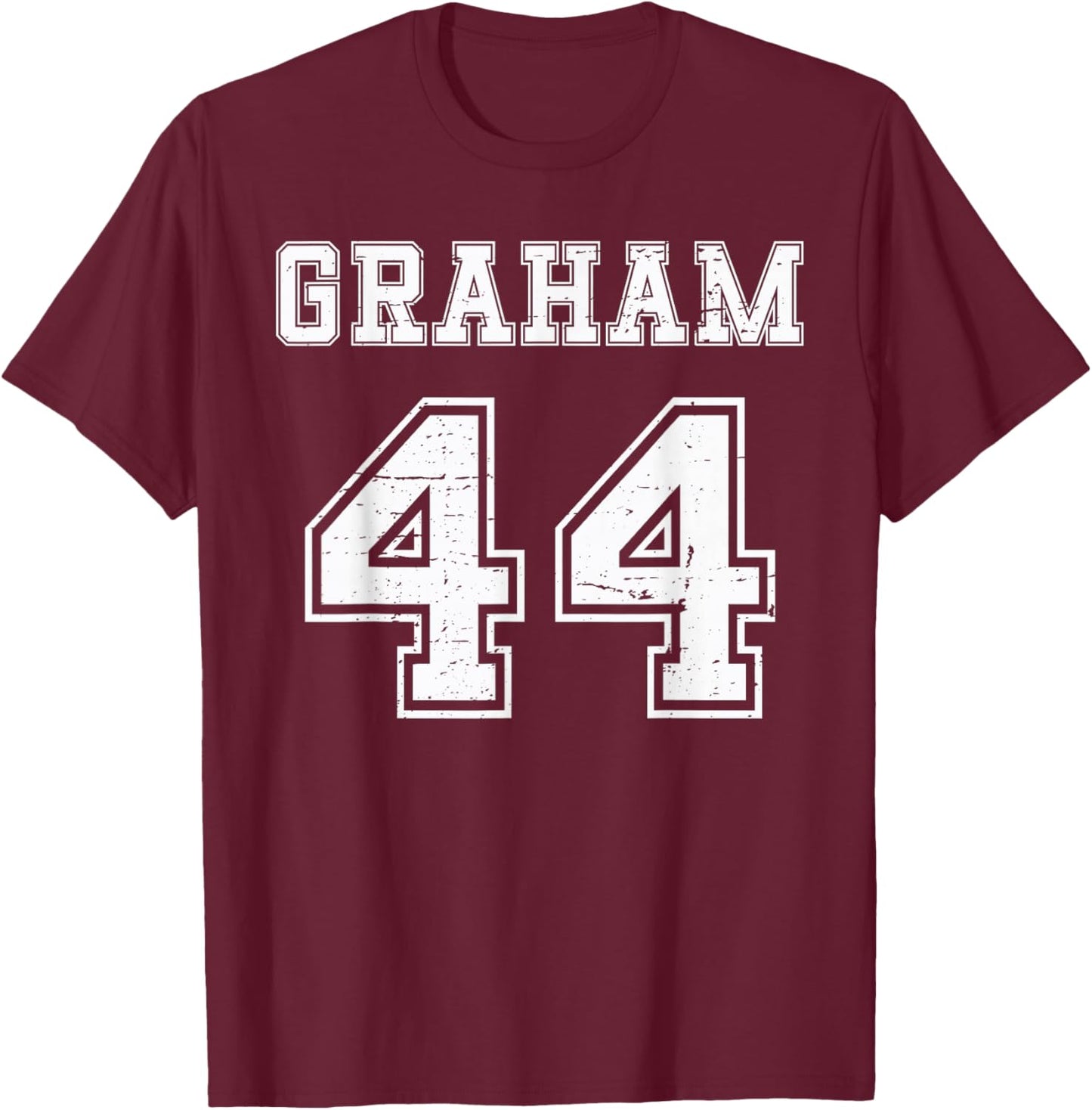Graham Vintage Jersey Text Graphic Number 44 for Sport T-Shirt - T-Shirt | Maroon
