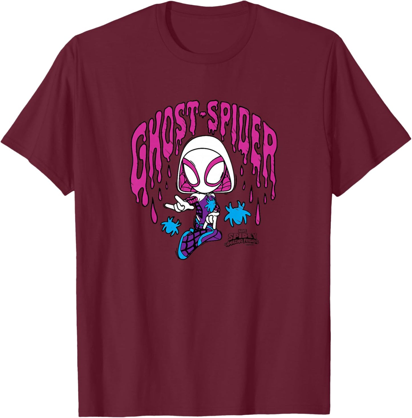 Kids Spidey and His Amazing Friends - Ghost Spider Scribble T-Shirt - T-Shirt | Maroon