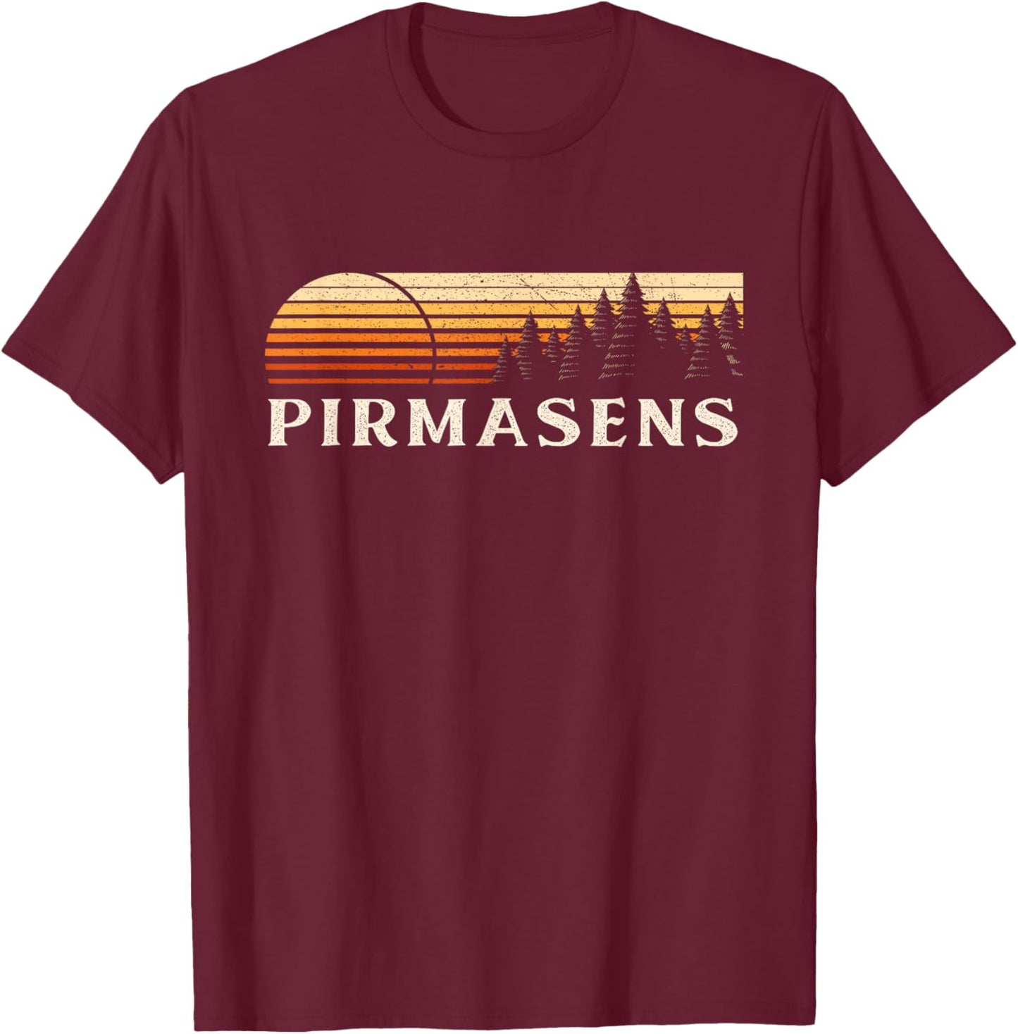 Pirmasens, Germany Evergreen Vintage Sunset T-Shirt - T-Shirt | Maroon
