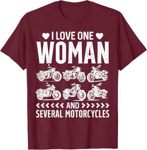 Bike Riding I Love One Woman And Several Motorcycles Rider T-Shirt - T-Shirt | Maroon