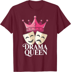 Theatre Musical Drama Queen Stage Actress Comedy Tragedy T-Shirt - T-Shirt | Maroon