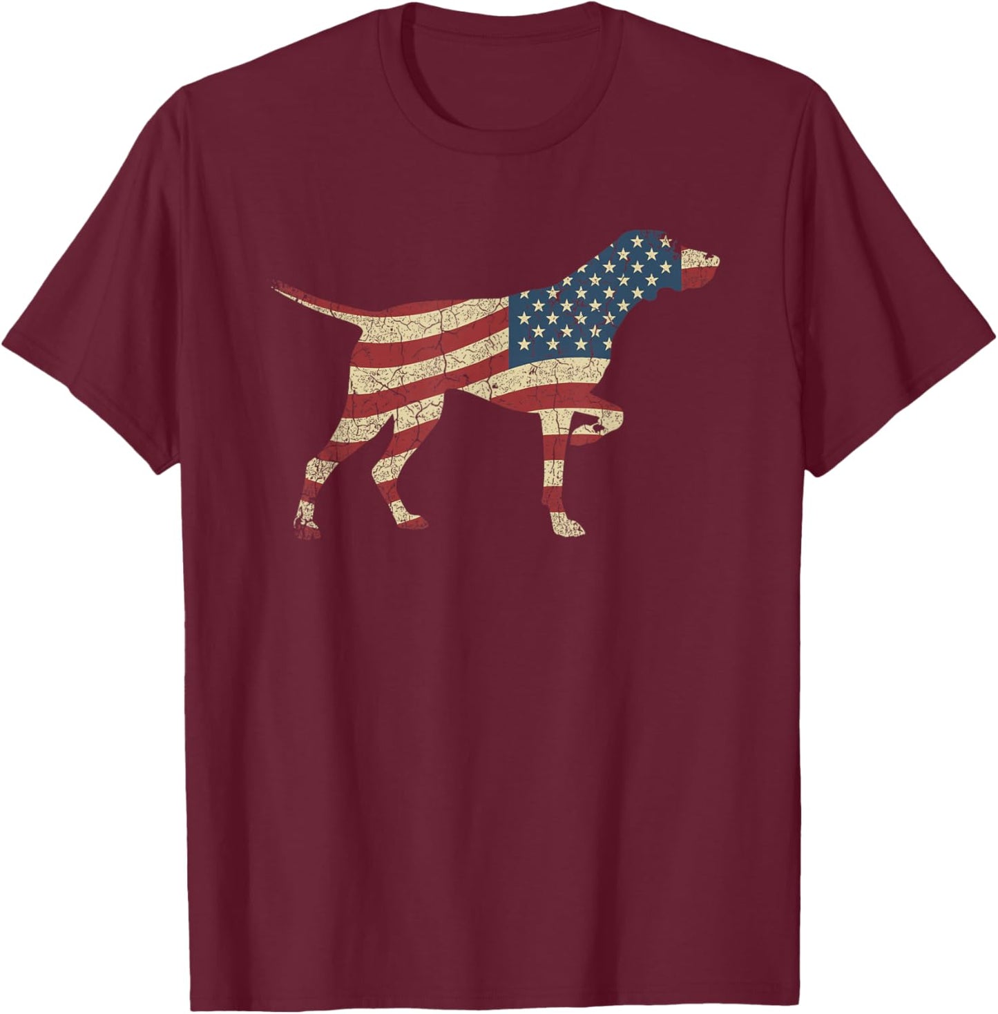 GSP German Shorthaired Pointer Vintage USA Flag Hunting Dog T-Shirt - T-Shirt | Maroon