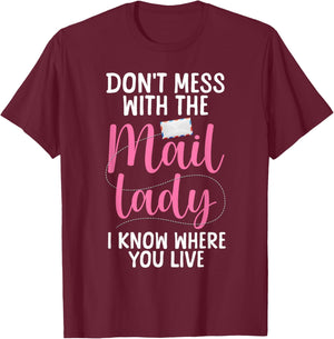 Mail Lady Design Girls Mail Carrier Postal Worker T-Shirt - T-Shirt | Maroon