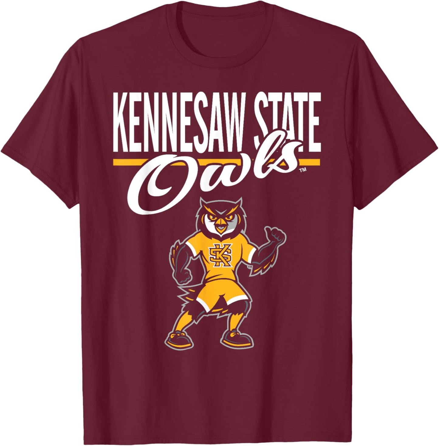 Kennesaw State Owls Mascot Black Officially Licensed T-Shirt - T-Shirt | Maroon