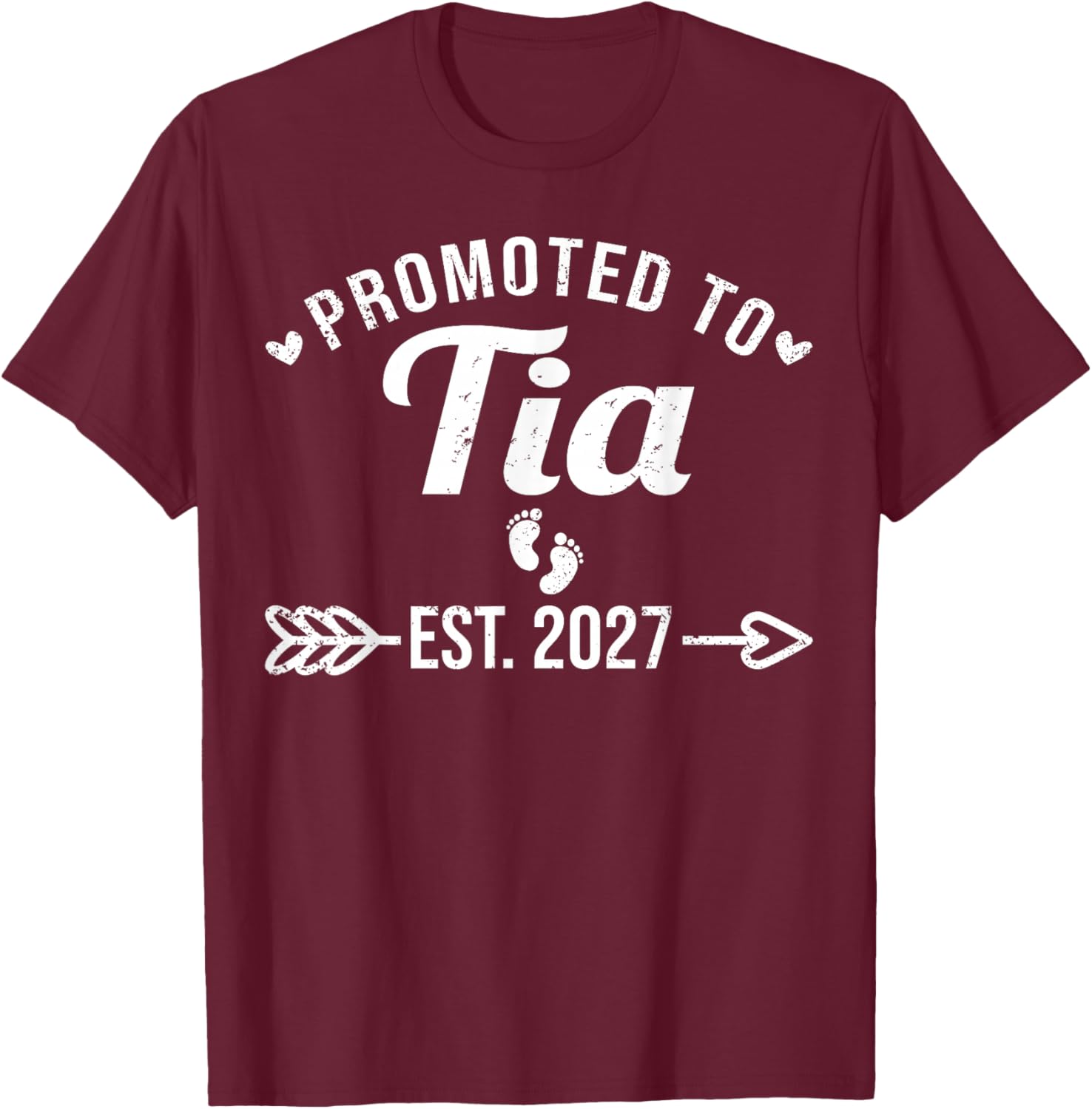 Promoted to Tia Est 2027 Funny Spanish Aunt Pregnancy T-Shirt - T-Shirt | Maroon