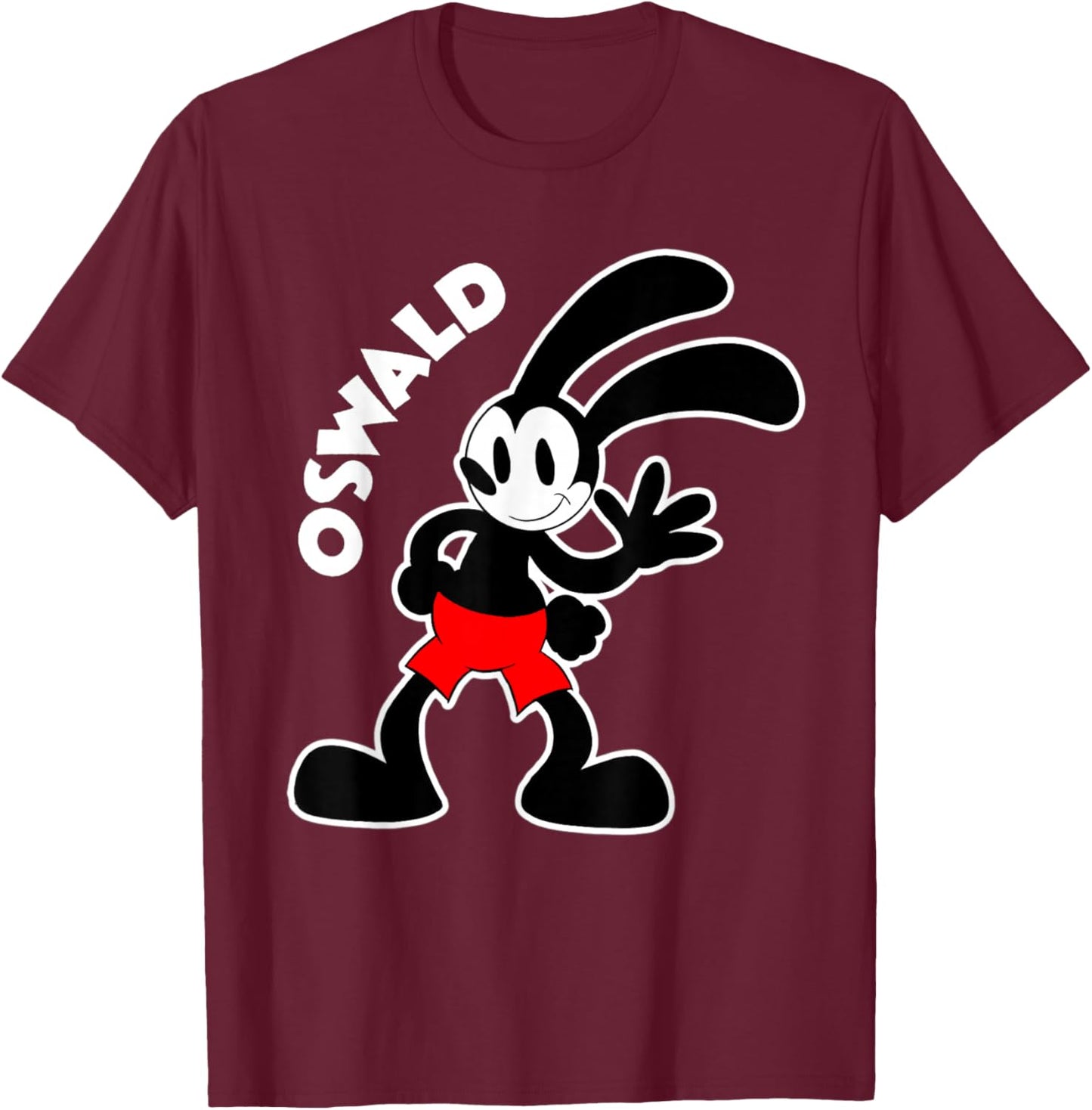 Oswald Rabbit Vintage Bunny Waving Hello T-Shirt - T-Shirt | Maroon
