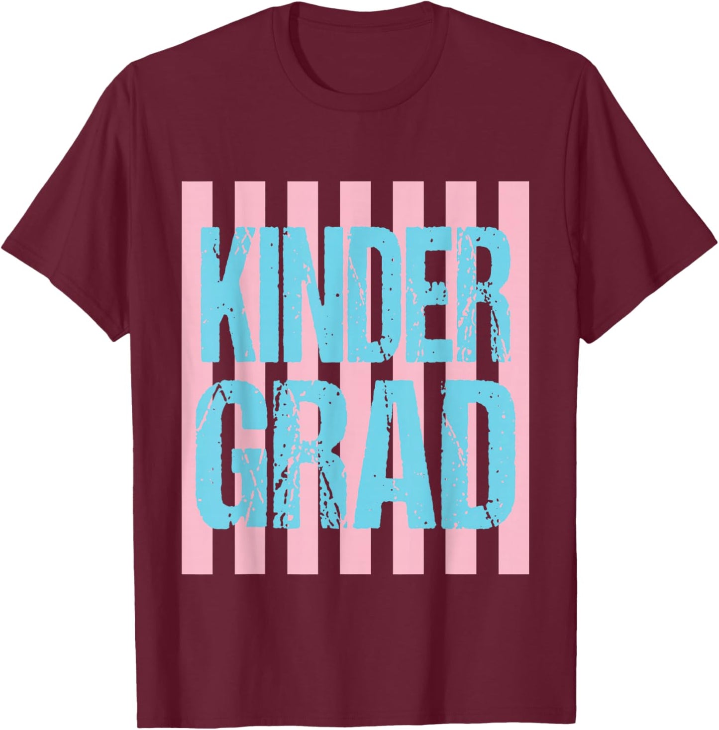 Striped Kinder Grad End of School Kindergarten Graduation T-Shirt - T-Shirt | Maroon