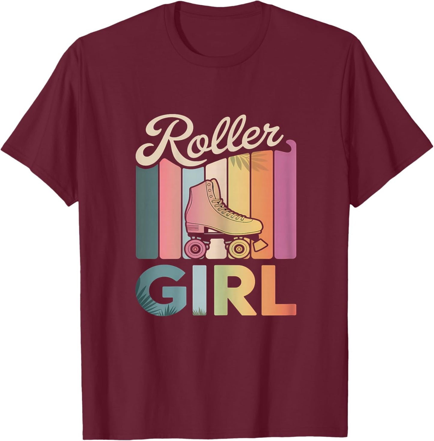 Roller Girl Skater Roller Skating 70s 90s 80's Roller Skates T-Shirt - T-Shirt | Maroon