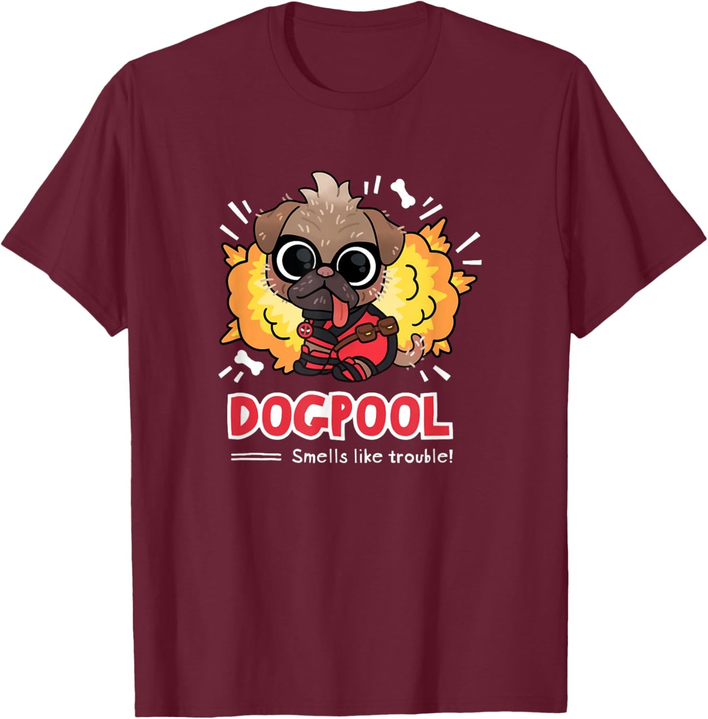 Marvel Studios Deadpool & Wolverine Chibi Dogpool Trouble T-Shirt - T-Shirt | Maroon