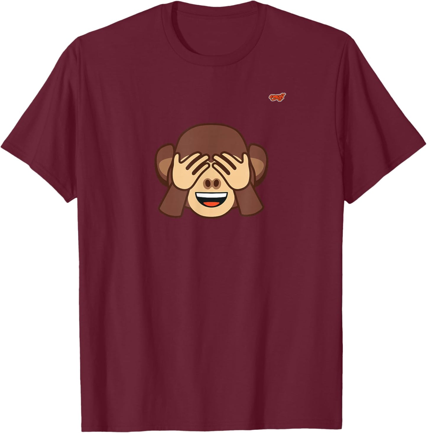 Official Emoji Ape Monkey Hiding Face Eyes T-Shirt - T-Shirt | Maroon
