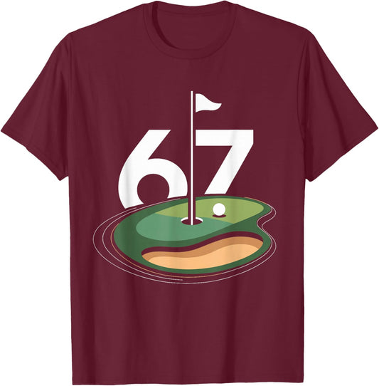 Golf 67 Six Seven Alpha Slang 6 7 Meme Kids Golfer Golfing T-Shirt - T-Shirt | Maroon