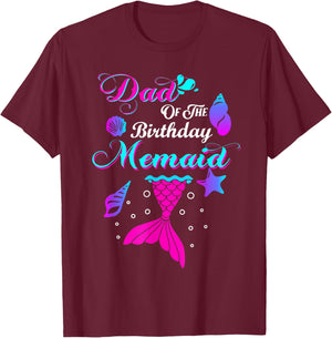 Mom And Dad Of The Birthday Mermaid Matching Family T-Shirt - T-Shirt | Maroon