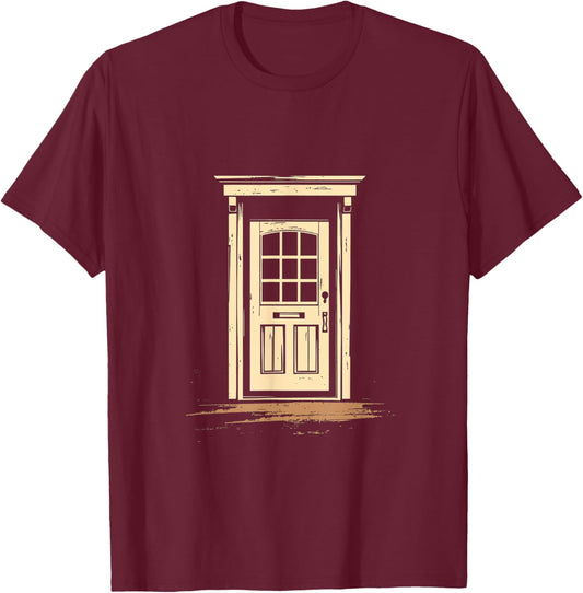 Vintage Front Door Architecture T-Shirt - T-Shirt | Maroon