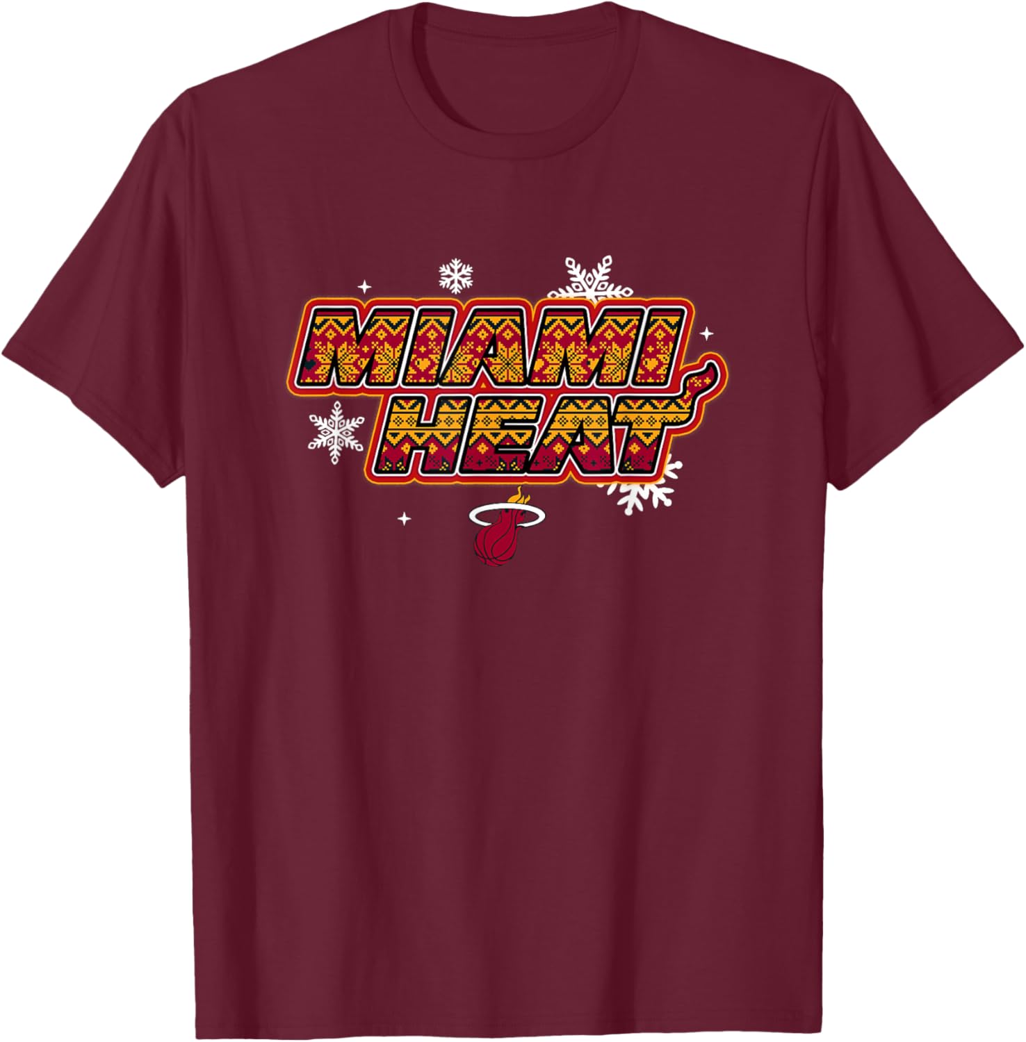 NBA Miami Heat Christmas Ugly Sweater T-Shirt - T-Shirt | Maroon