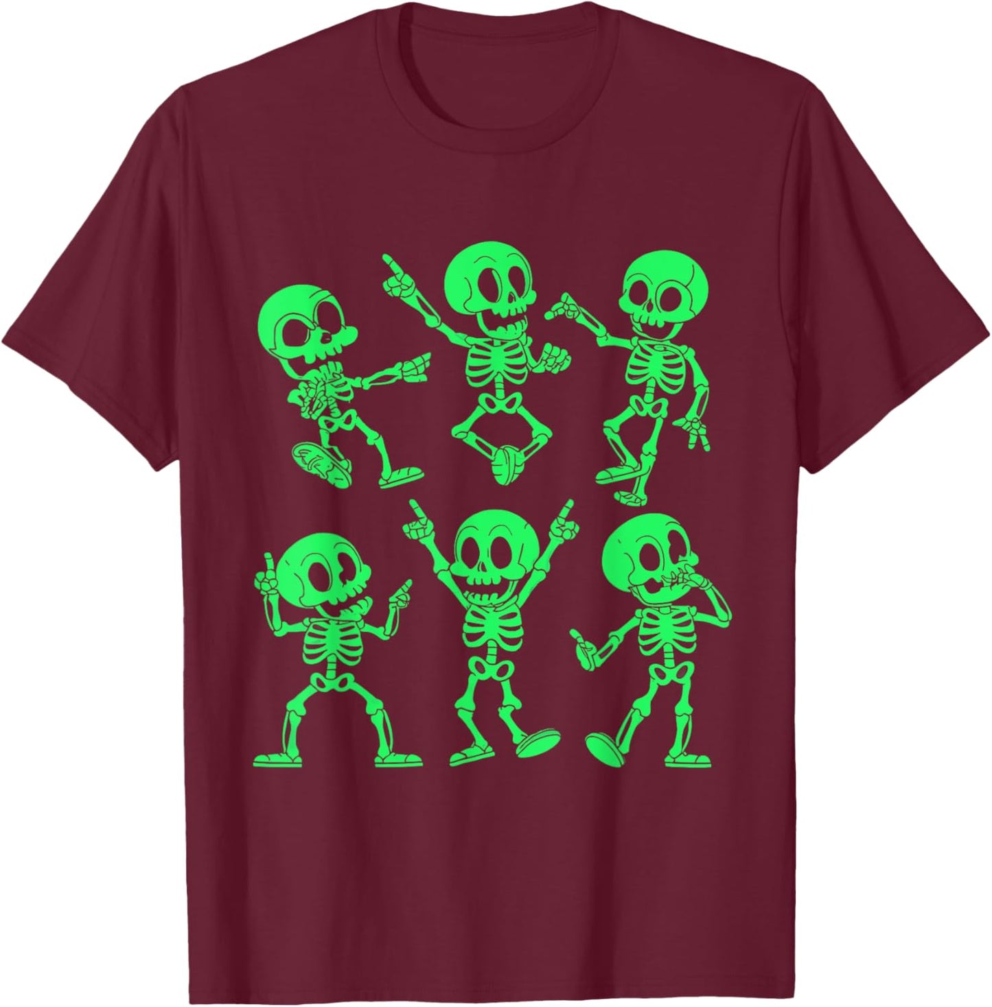 Dancing Skeletons Dance Challenge Girl Boys Kids Halloween T-Shirt - T-Shirt | Maroon
