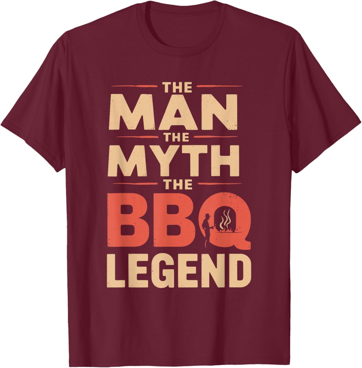 Funny The Man The Myth The BBQ Legend Fathers Day Grilling T-Shirt - T-Shirt | Maroon