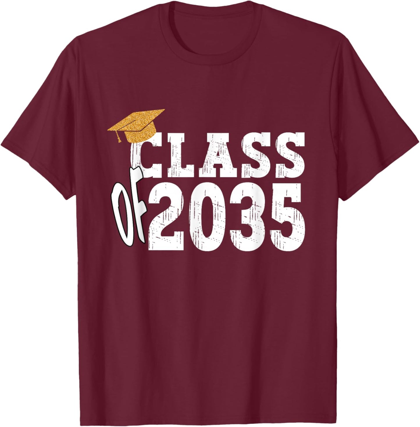 Class of 2035 Grow With Me Boy Girl First Day of Graduation T-Shirt - T-Shirt | Maroon