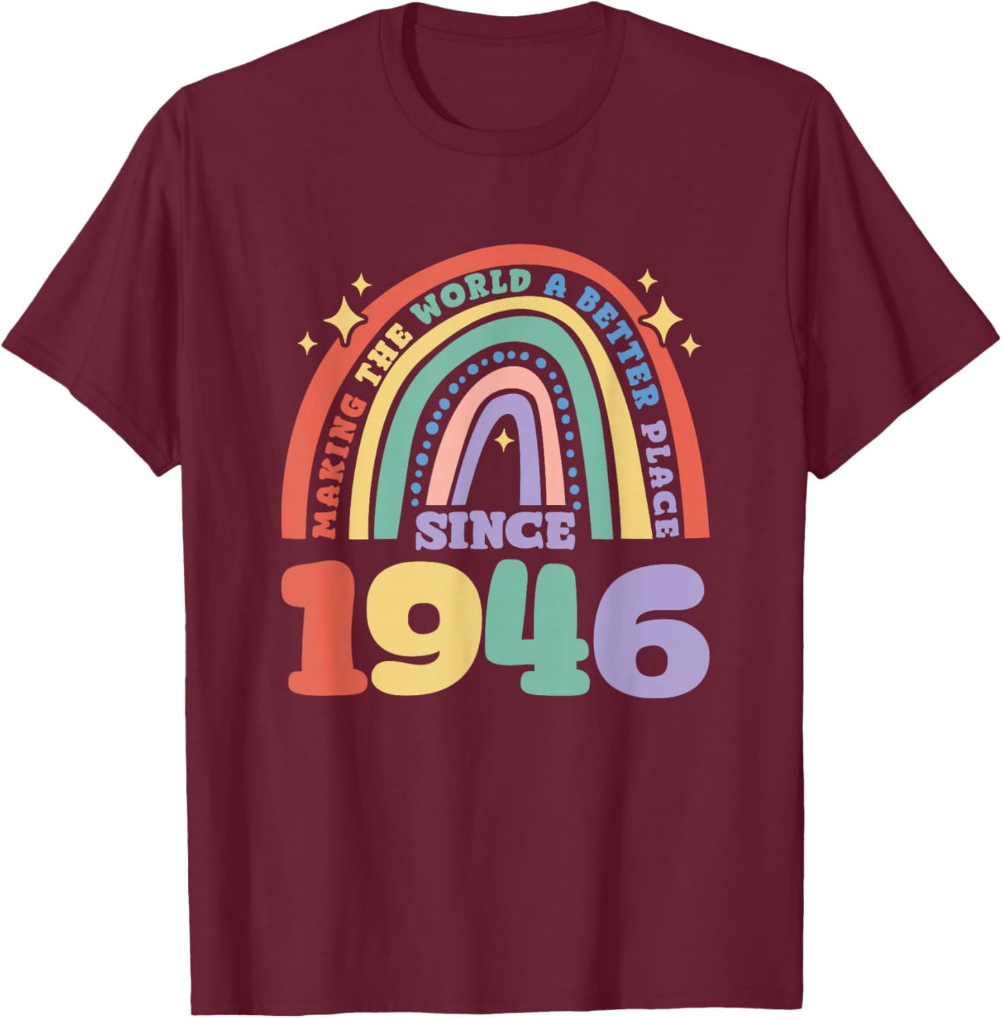 Making the world a better place since 1946, 1946 Birthday T-Shirt - T-Shirt | Maroon
