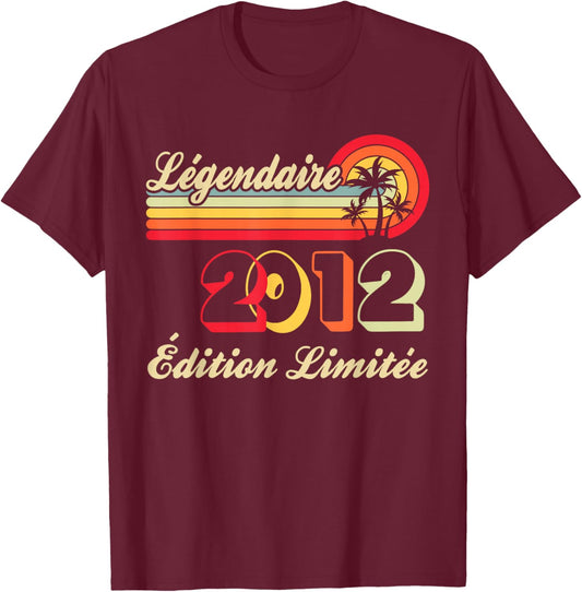 2012 14 Years Old Boy Girl Birthday Gift Boy 2012 T-Shirt - T-Shirt | Maroon