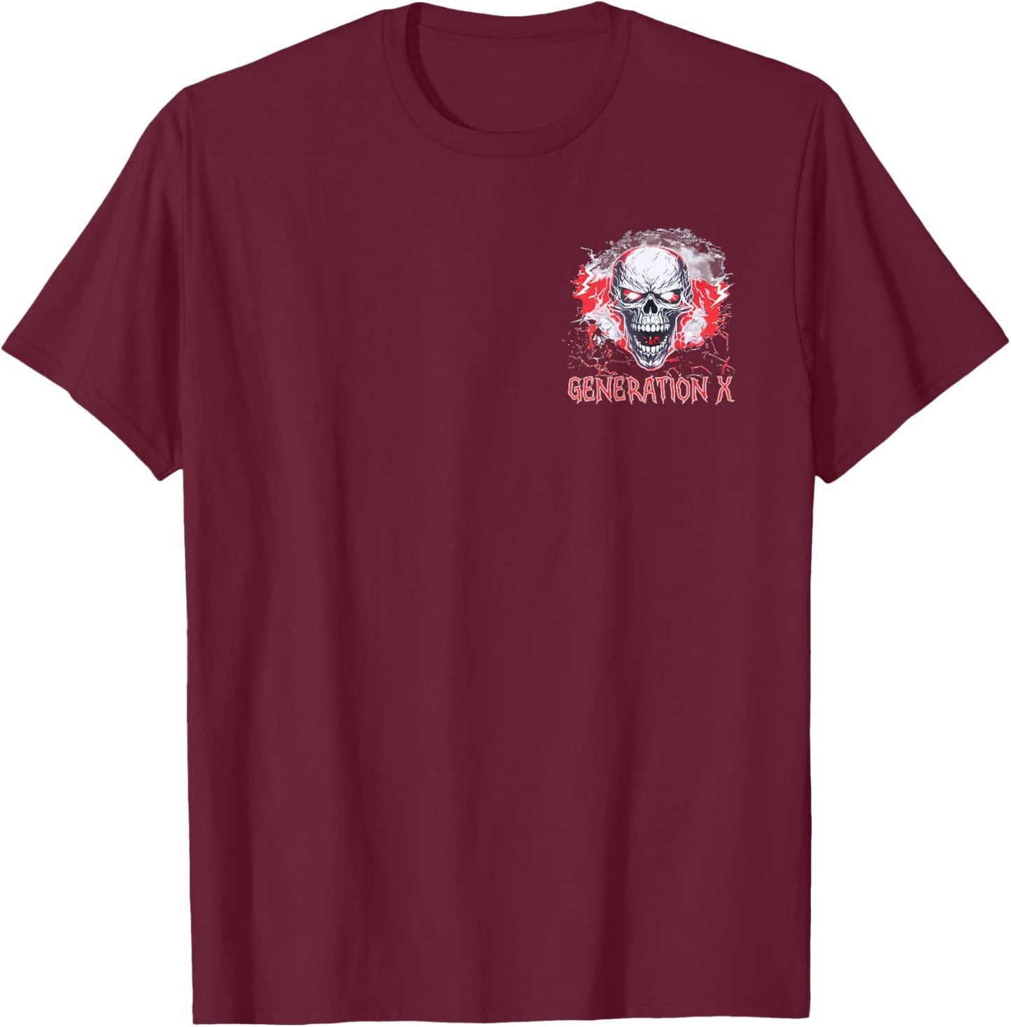 (2 Sided) Skull Generation X 100% Bitter Old Fucker Club T-Shirt - T-Shirt | Maroon