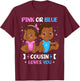 Pink or Blue Cousin Loves You Black Baby Gender Reveal Party T-Shirt - T-Shirt | Maroon