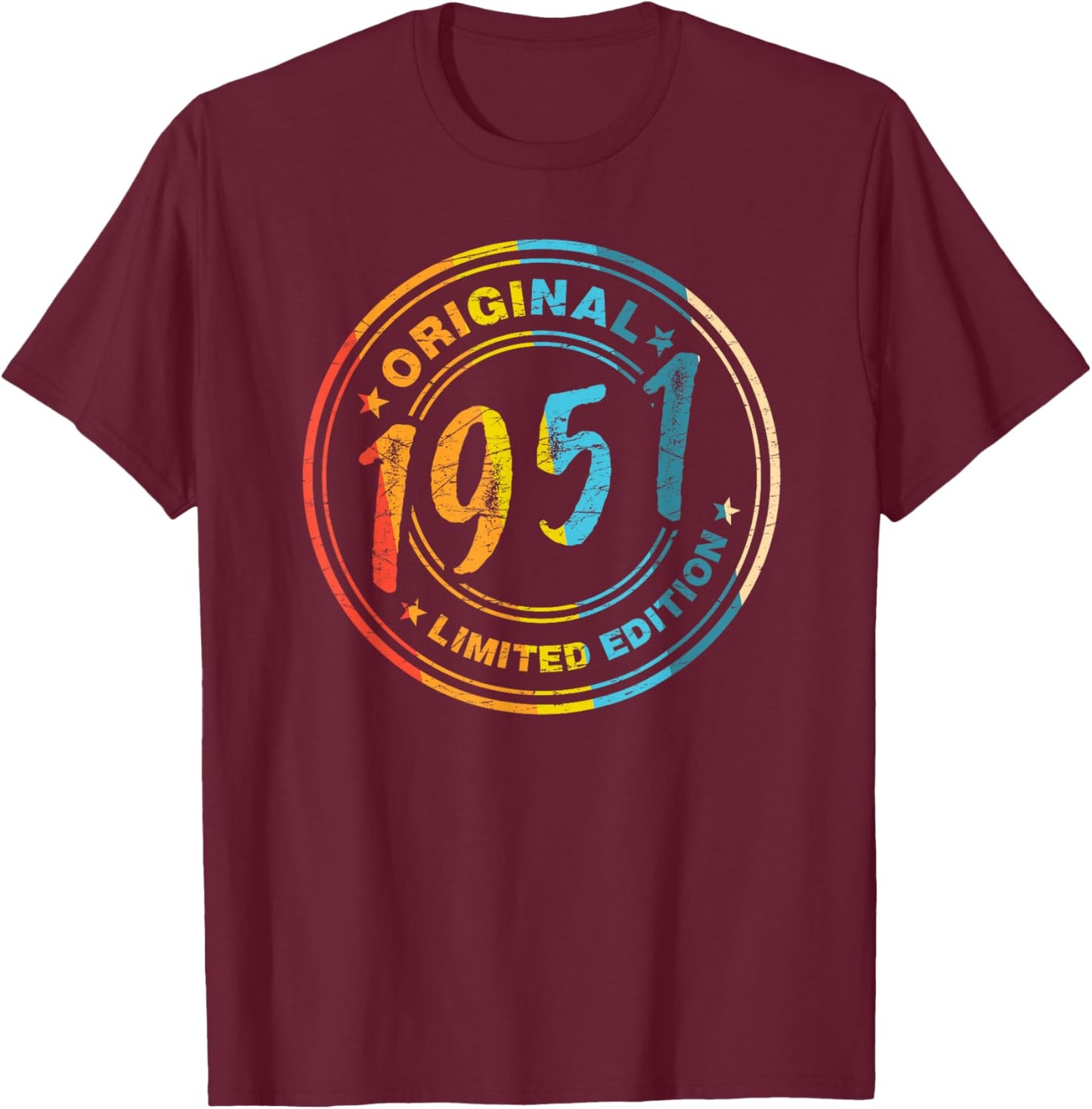 75.Geburtstag Retro Vintage 1951 Mann Frau Geschenk T-Shirt - T-Shirt | Maroon