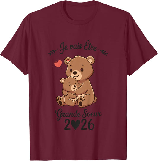 Child Future Big Sister 2026 I Will Be Big Sister 2026 T-Shirt - T-Shirt | Maroon