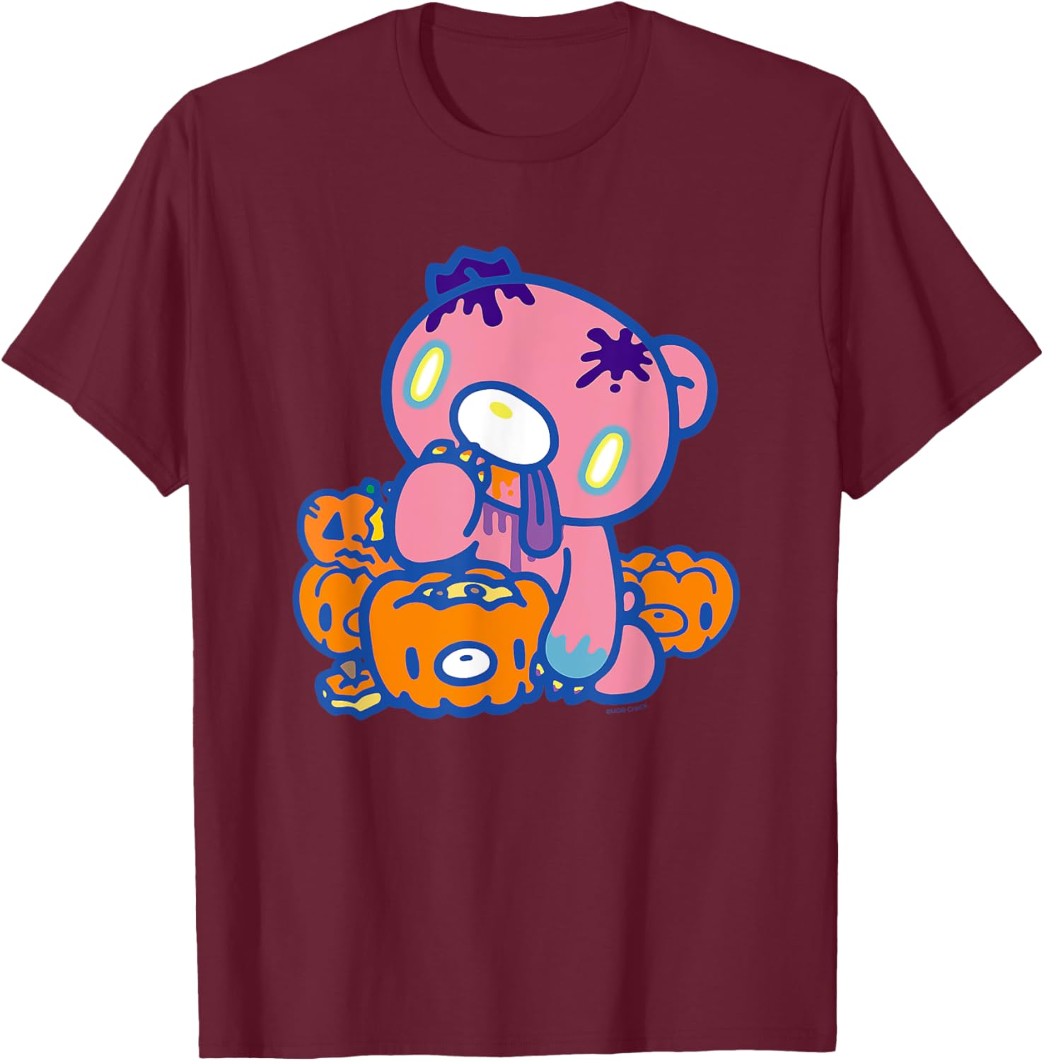 Gloomy Bear The Naughty Grizzly Halloween Eating Pumpkins T-Shirt - T-Shirt | Maroon