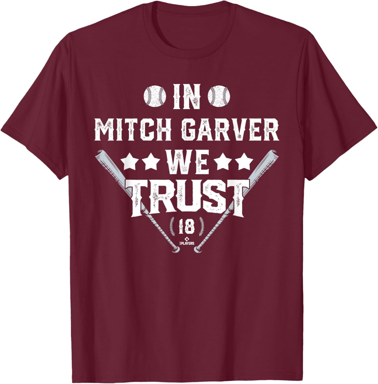 We Trust in Mitch Garver Seattle Baseball MLBPA T-Shirt - T-Shirt | Maroon