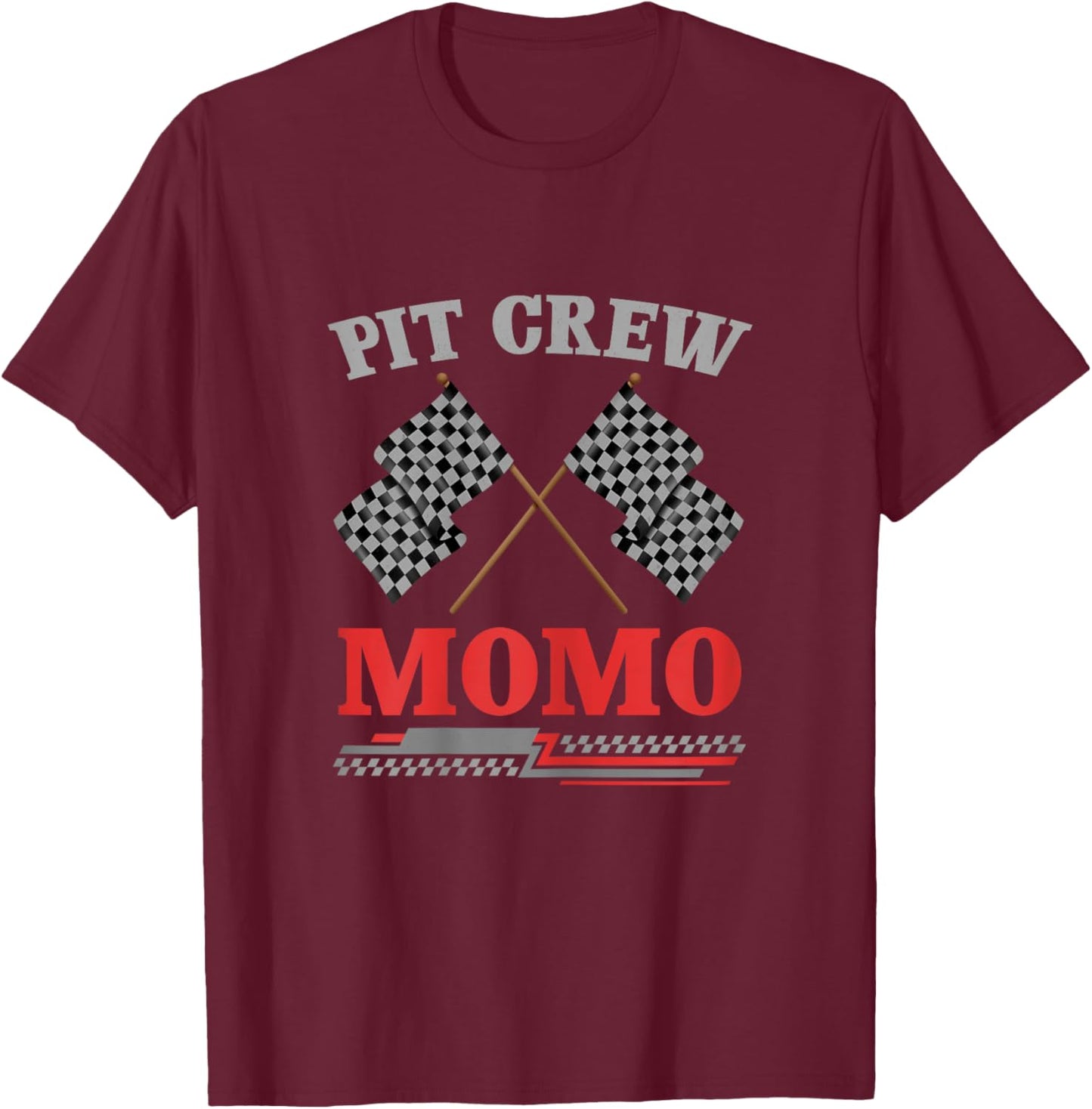 Retro Pit Crew Momo Gifts For Mother's Day Race Car Mom Momo T-Shirt - T-Shirt | Maroon