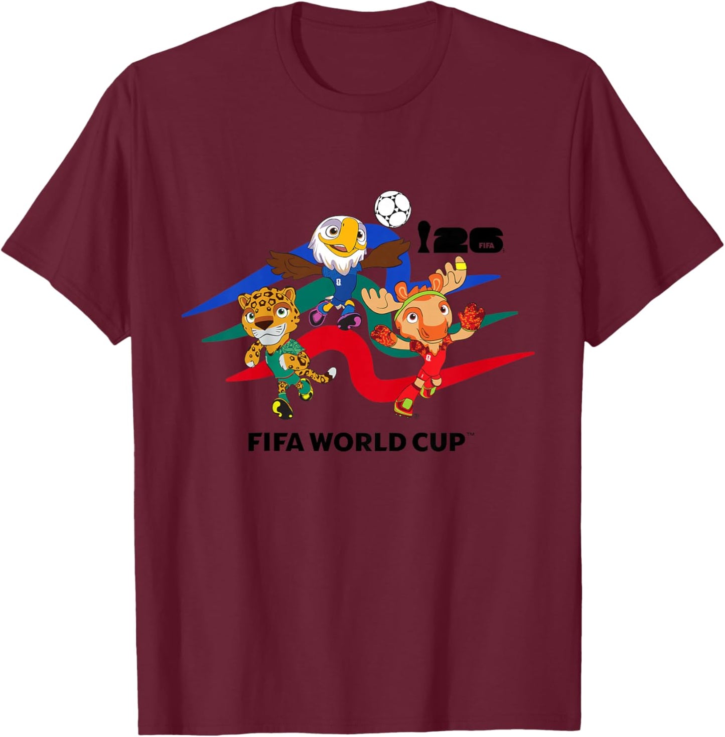 Kinder FIFA World CUP26 Host Country Maskottchen Action T-Shirt - T-Shirt | Maroon