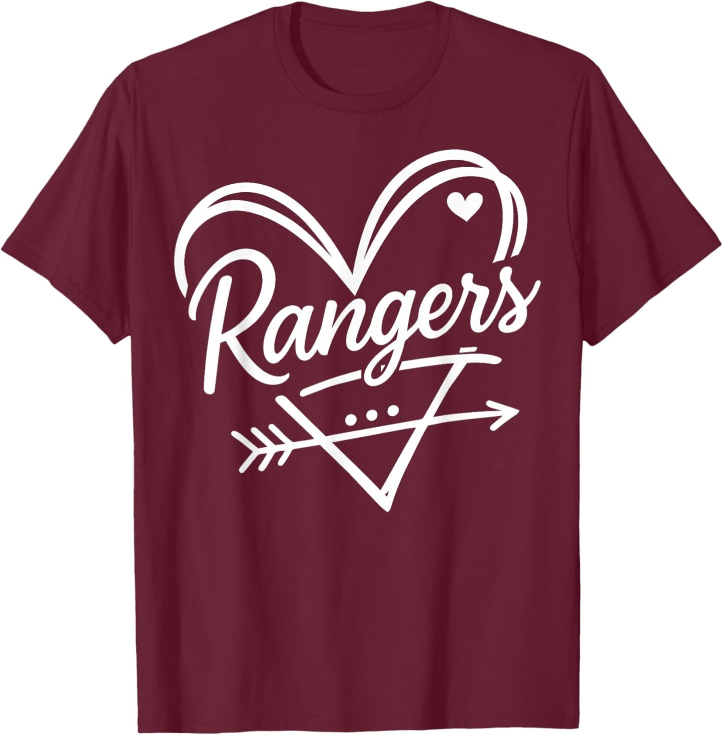 Rangers Heart Name Cute Love Graphic Gift Women Kids T-Shirt - T-Shirt | Maroon