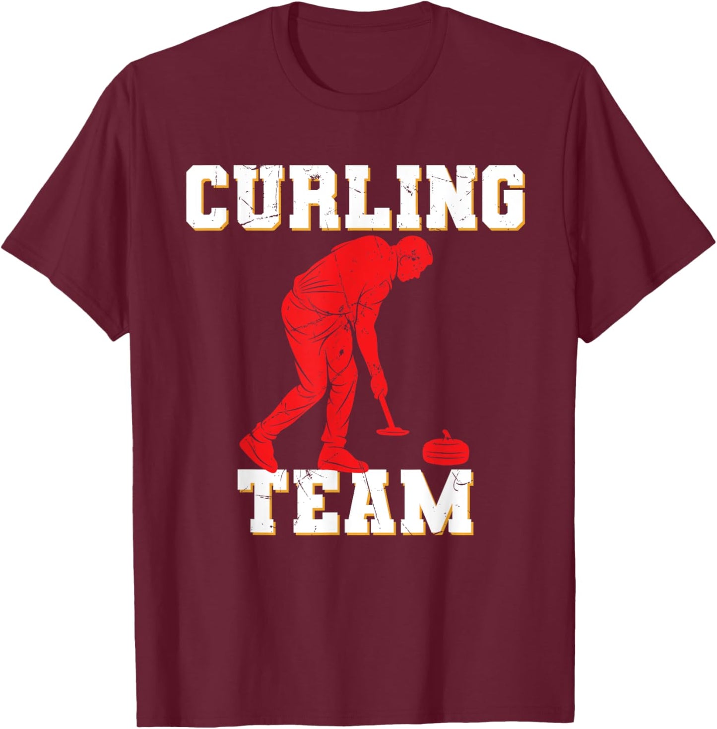 Curling Player Winter Sports T-Shirt - T-Shirt | Maroon