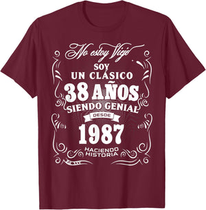 38th Birthday gift in Spanish Regalo cumpleanos 38 T-Shirt - T-Shirt | Maroon